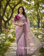 Assemblage Lavender Organza Silk Saree With Magnificat Full Stitched Blouse