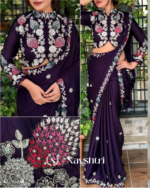 Majestic Purple Rangoli Silk Sequence Embroidery Work Saree With Stitched Blouse - Image 2