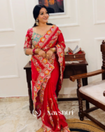 Seraphic Dark Red Rangoli Silk Sequence Embroidery Work Saree With Stitched Blouse