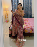 Tantalizing Multicolor Chinon Silk Printed Mirror Work Saree - Image 7