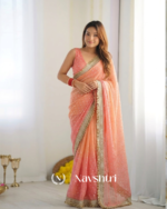 Engrossing Peach Moss Silk Zari Woven Fancy Lace Border Saree - Image 2