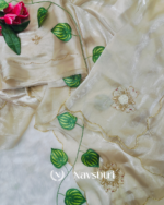 Supernal Beige Jimmy Choo Hand Work Saree - Image 2
