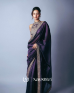 Purple Color Two Tone Fancy Silk Saree with Embroidery Lace Work - Image 2