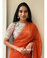 Sizzling Orange Georgette Silk Saree With Embroidery Work Blouse Piece