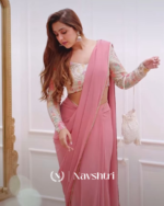 Scintilla Pink Georgette Silk Saree With Embroidery Work Blouse Piece