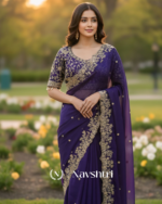 Panache Royal Blue Embroidery Work Fancy Silk Saree With Captivating Full Stitched Blouse