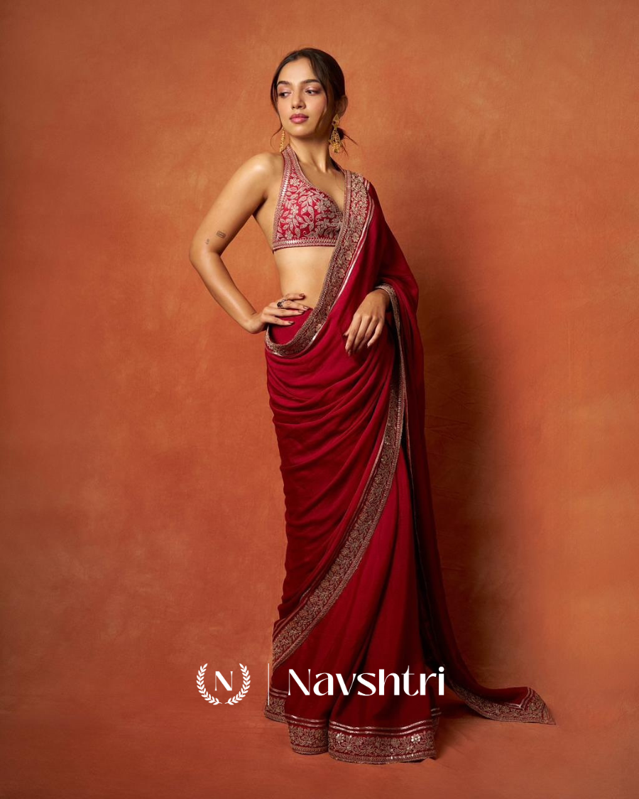 Image00001 Dulcet Red Rangoli Silk Saree With Resplendent Blouse Piece - Image 1