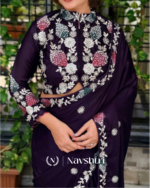 Majestic Purple Rangoli Silk Sequence Embroidery Work Saree With Stitched Blouse