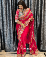 Seraphic Dark Pink Rangoli Silk Sequence Embroidery Work Saree With Stitched Blouse - Image 3