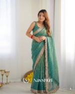Lassitude Sea Green Moss Silk Zari Woven Fancy Lace Border Saree - Image 2