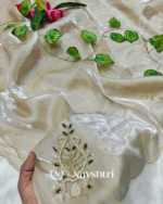 Winsome Beige Jimmy Choo Hand Work Saree - Image 2