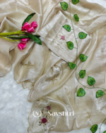 Winsome Beige Jimmy Choo Hand Work Saree - Image 2