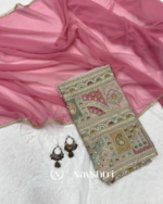 Scintilla Pink Georgette Silk Saree With Embroidery Work Blouse Piece - Image 2