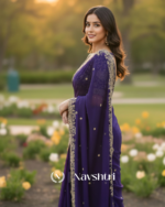 Panache Royal Blue Embroidery Work Fancy Silk Saree With Captivating Full Stitched Blouse - Image 2
