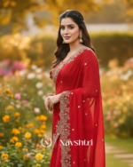 Nemesis Red Embroidery Work Fancy Silk Saree With Engrossing Full Stitched Blouse - Image 2