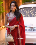Panoply Red Rangoli Silk Saree With Unequalled Blouse Piece - Image 2