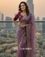 Ethereal Lavender Embroidery Work Jimmy Choo Silk Saree With Scrumptious Full Stitched Blouse - Image 2