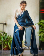 Blue Color Georgette Saree with Embroidery Design - Image 3