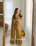Ornate Mustard Fendy Silk Sequence Embroidery Work Saree With Stitched Blouse - Image 2