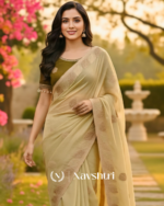Ineffable Beige Fancy Silk Embroidery Work Saree With Stitched Blouse