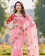 Flameboyant Pink Fancy Silk Embroidery Work Saree With Stitched Blouse - Image 2