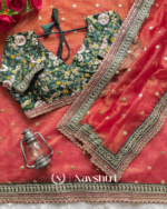 Chatoyant Red Cursh Silk Saree With Stunner Stitched Blouse - Image 3