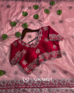 Charismatic Pink Organza Silk Saree With Whimsical Full Stitched Blouse - Image 2