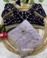 Redolent Lavender Fendy Silk Sequence Embroidery Work Saree With Stitched Blouse - Image 3