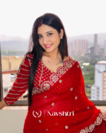 Dalliance Red Embroidery Work Soft Georgette Silk Saree With Diaphanous Full Stitched Blouse