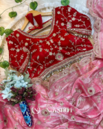 Artistic Pink Fendy Silk Sequence Embroidery Work Saree With Stitched Blouse - Image 3