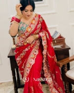 Seraphic Dark Red Rangoli Silk Sequence Embroidery Work Saree With Stitched Blouse - Image 4