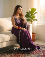 Amazing Purple Rangoli Silk Sequence Embroidery Work Saree With Stitched Blouse - Image 2