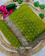 Elegant Green Moss Silk Zari Woven Fancy Lace Border Saree - Image 3
