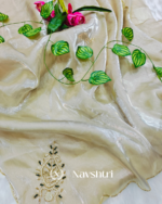 Winsome Beige Jimmy Choo Hand Work Saree - Image 3