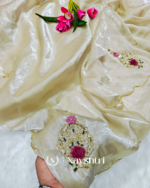 Winsome Beige Jimmy Choo Hand Work Saree - Image 3