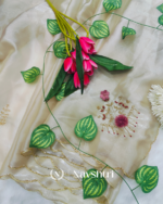 Winsome Beige Jimmy Choo Hand Work Saree - Image 3