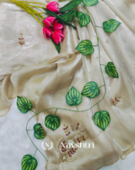 Winsome Beige Jimmy Choo Hand Work Saree - Image 4