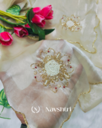 Supernal Beige Jimmy Choo Hand Work Saree - Image 4