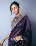 Purple Color Two Tone Fancy Silk Saree with Embroidery Lace Work - Image 3