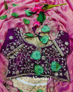 Grandiose Pink Fendy Chiffon Silk Sequence Embroidery Work Saree With Stitched Blouse - Image 3