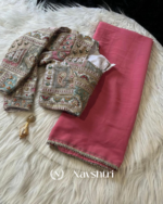 Scintilla Pink Georgette Silk Saree With Embroidery Work Blouse Piece - Image 3
