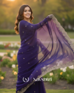 Panache Royal Blue Embroidery Work Fancy Silk Saree With Captivating Full Stitched Blouse - Image 3