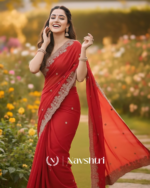 Nemesis Red Embroidery Work Fancy Silk Saree With Engrossing Full Stitched Blouse - Image 3