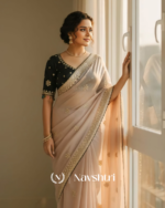 Splendorous Beige Embroidery Work Jimmy Choo Silk Saree With Lagniappe Full Stitched Blouse - Image 3