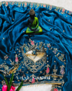 Lovely Blue Fendy Silk Sequence Embroidery Work Saree With Stitched Blouse - Image 3