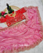 Ineffable Pink Fendy Silk Sequence Embroidery Work Saree With Stitched Blouse - Image 6