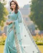 Glorious Sky Fancy Silk Embroidery Work Saree With Stitched Blouse - Image 3