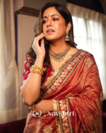 Maroon color soft crush Embroidery Sequence and Coding Lace work with  beautiful golden jariï¿½butta design - Image 3