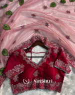 Charismatic Pink Organza Silk Saree With Whimsical Full Stitched Blouse - Image 3