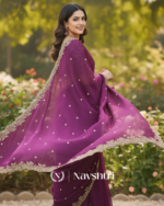 Beauteous Purple Embroidery Work Fancy Silk Saree With Nebula Full Stitched Blouse - Image 3